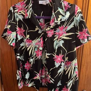 Floral Black Button Down Shirt